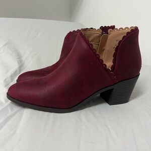 Journee Collection Maroon Ankle Booties